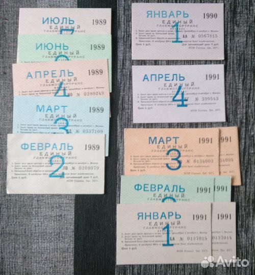 Единые и проездные билеты СССР 1981-1992