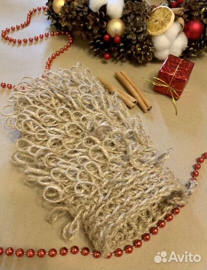 Мочалка варежка из джута