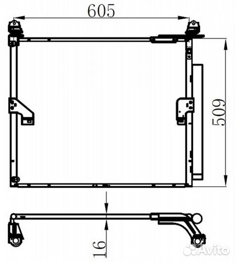 Радиатор кондиционера Toyota Land Cruiser 2.7i/2.8D 2009- (паяный)