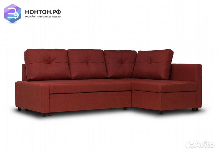 Диван угловой дельфин Поло терракотовый