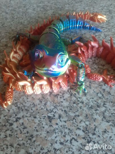 Игрушки на 3D принтере дракон и хамелеон