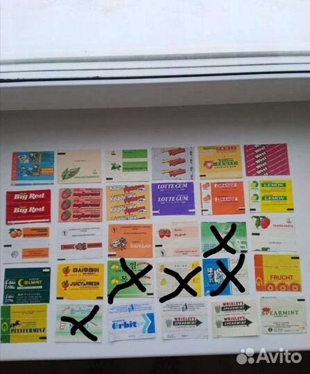 Вкладыши, этикетки, обертки от жвачек