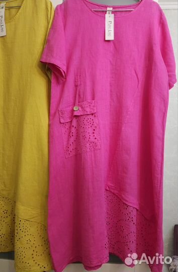 Новое Красивое Платье Лен р. 50-54 Италия Г/З/Р