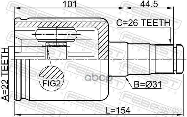 ШРУС внутренний 22x31x26 soda Fabia/Rapid/VW Polo