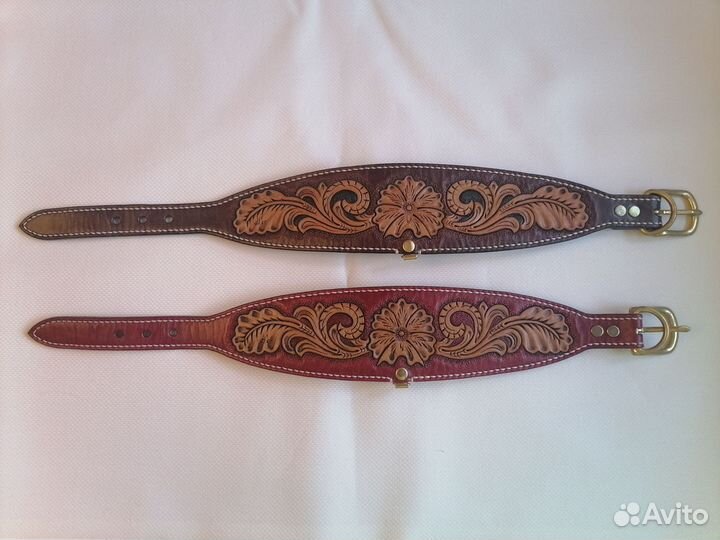 Ошейник-селедка для собак из натуральной кожи