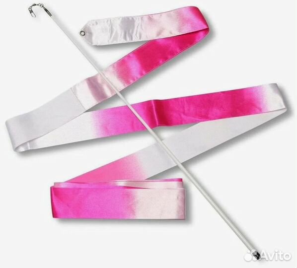 Лента гимнастическая Indigo Pro 6м с палочкой (бел