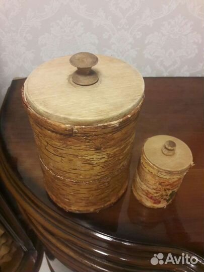 Две старинные шкатулки из бересты. Набор