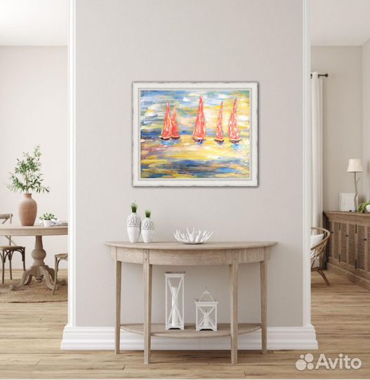 Картина маслом яхты