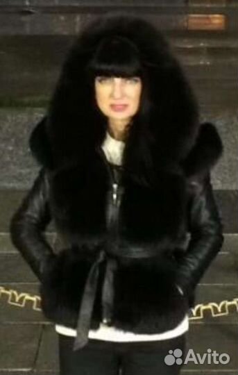 Жилет натуральная кожа,песец