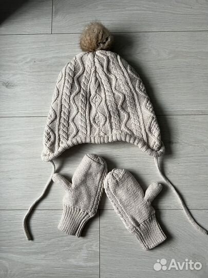 Комлект шапка и варежки H&M 98 (новый)
