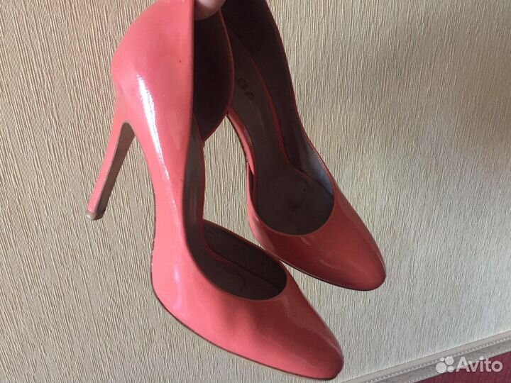 Туфли лакированные коралловые