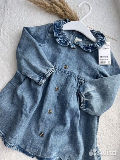 Платье джинсовое на девочку.80,86см