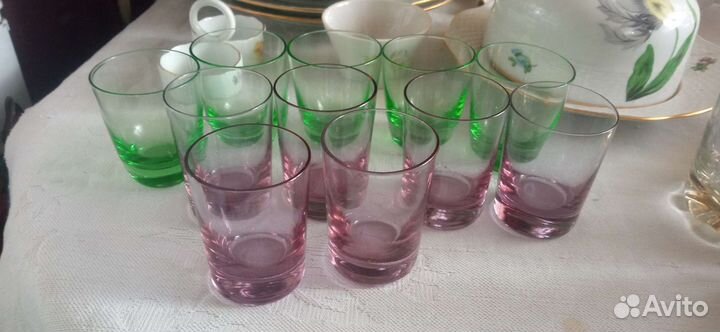 Стаканы СССР, цветное стекло, хрусталь