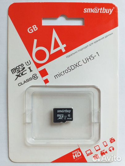 Карта памяти Micro SDxc 64 Гб.Class 10