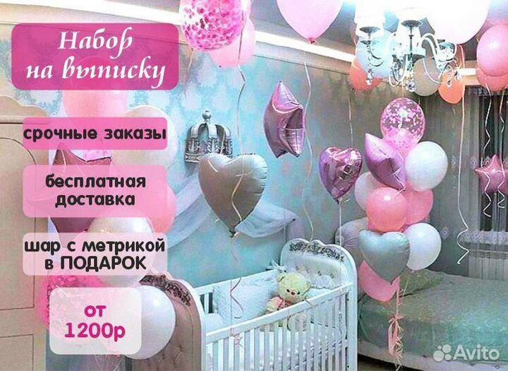 Оформление воздушные шары на выписку из роддома