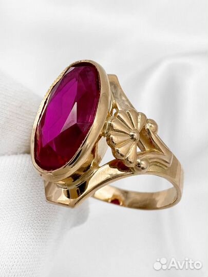 Золотое кольцо СССР рубин корунд 583 / 6.35 гр
