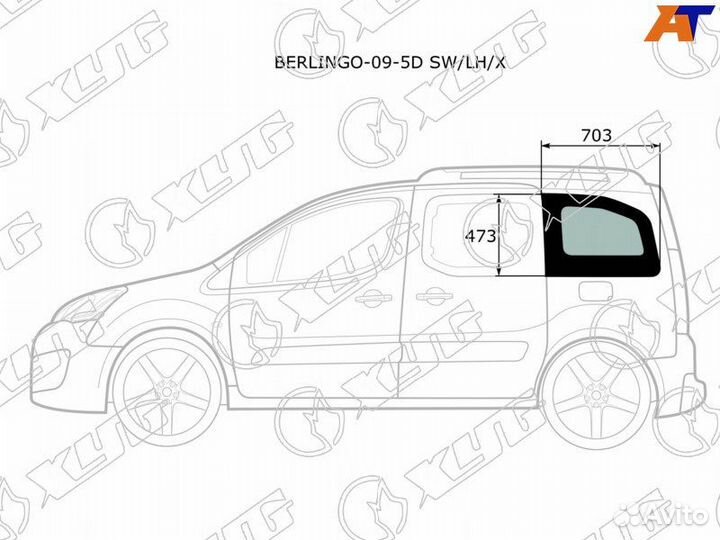 Боковое стекло кузова заднее левое PG Partner 2