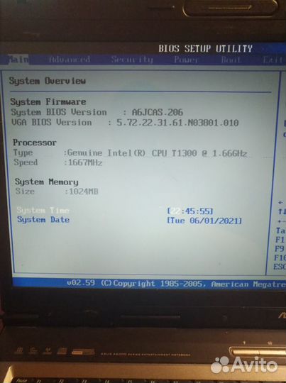 Ноутбук asus A6J на запчасти