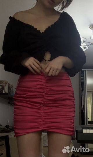 Юбка мини розовая