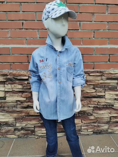 Джинсовая рубашка, рост 116