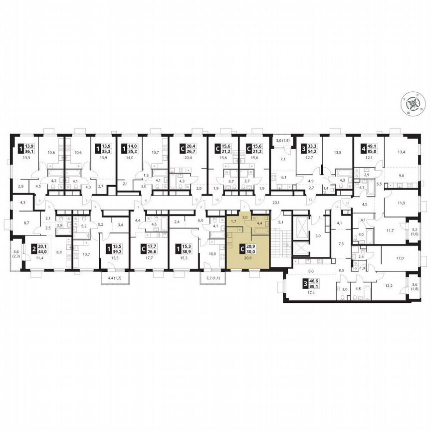 Квартира-студия, 30 м², 9/15 эт.