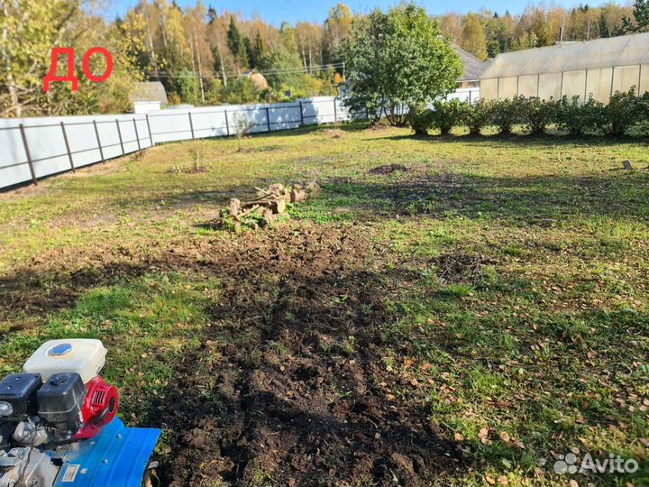 Вспашка земли мотоблоком