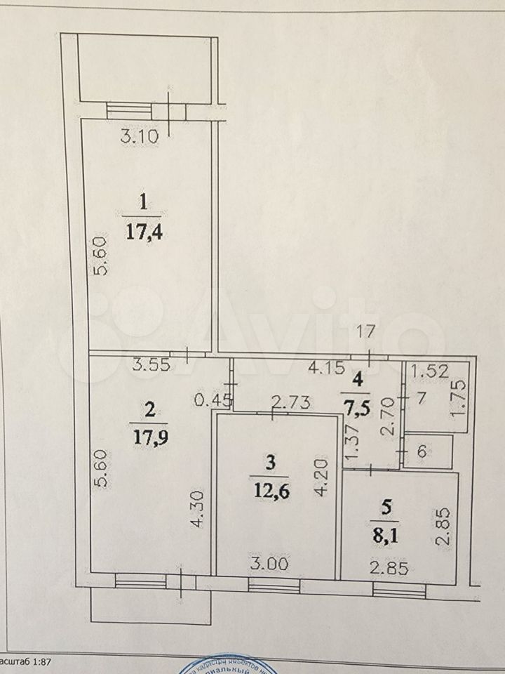 3-к. квартира, 68 м², 5/9 эт.