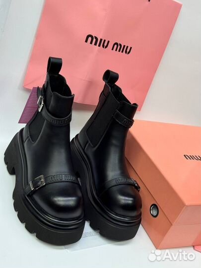 Ботинки челси miu miu натуральные 4 цвета