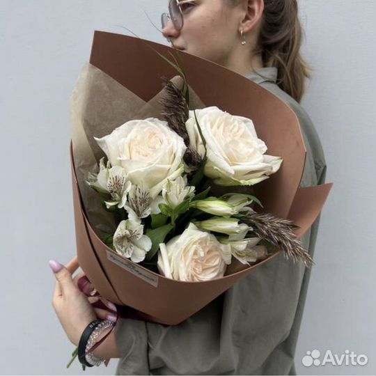 Букет цветов «Шоколадное мороженое» (роза)