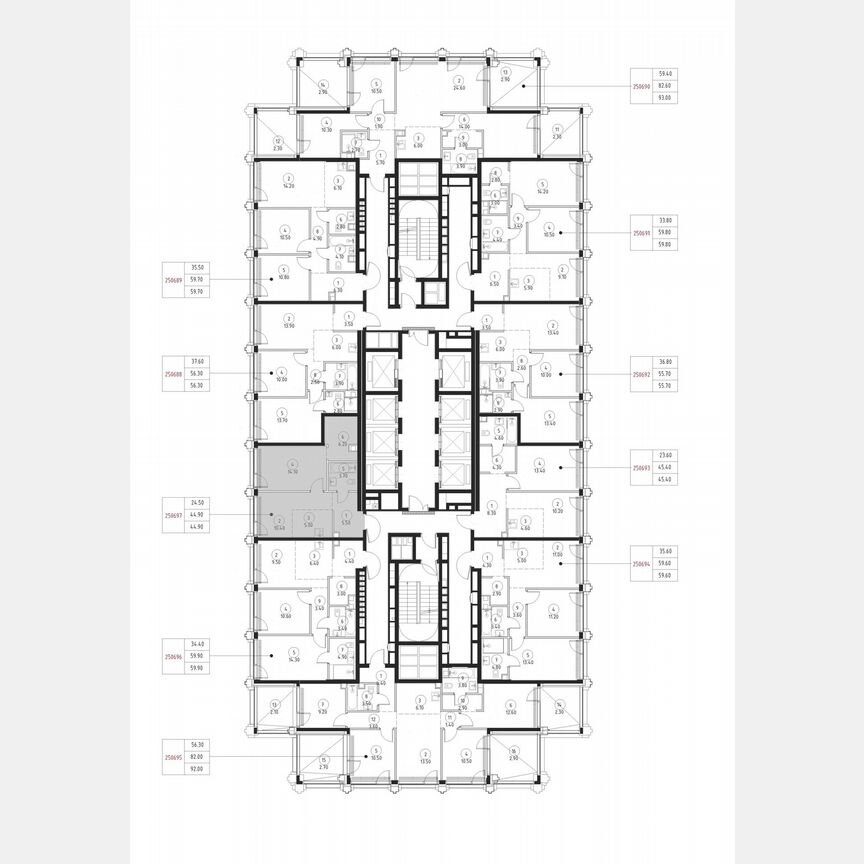 1-к. квартира, 44,9 м², 50/59 эт.