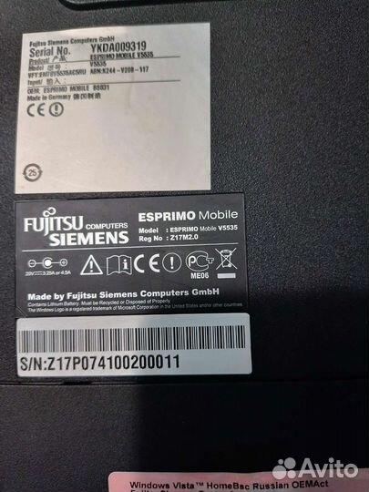 Ноутбук Fujitsu Siemens esprimo Mobile V5535