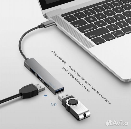 USB-C хаб на 4 порта USB 3.0 новый концентратор