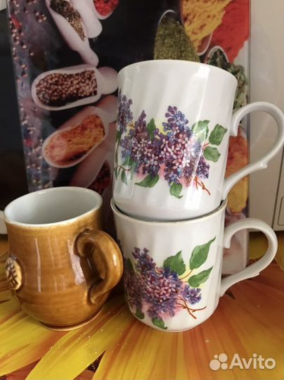 Чашка, чайник, сахарница, бокал, молочник