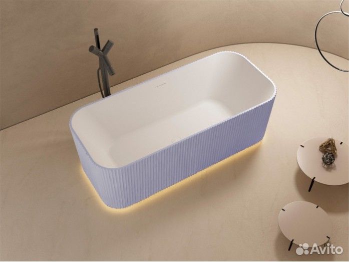 Ванна из искусственного камня отдельностоящая Abber Stein AS9663Violett 170x75 см