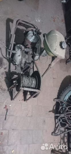 Мотолебедка с тросом для конного плуга