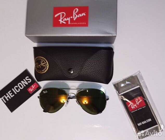 Очки Ray Ban 3026 Aviator large mety green новые
