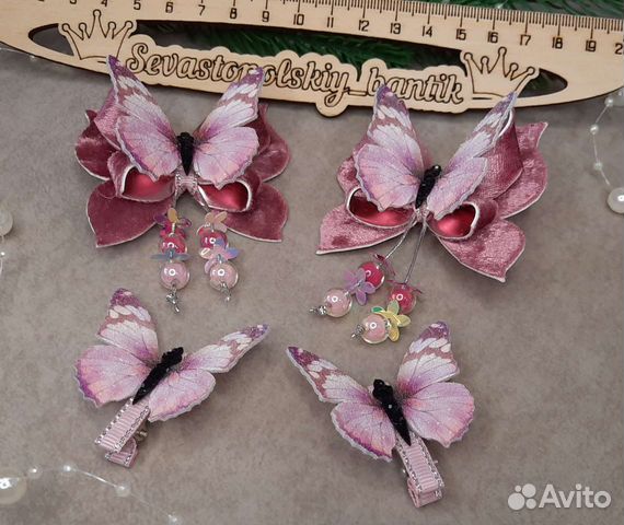 Бантики ручной работы с бабочками