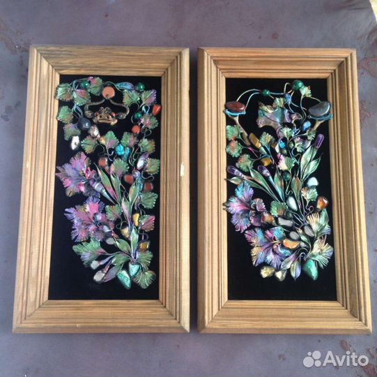 Панно Зодиак, самоцветы винтаж телец весы