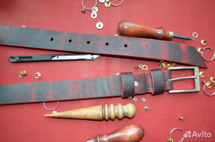 Ремень из натуральной кожи ручной работы