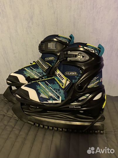 Коньки ледовые детские раздвижные, цвет тёмно-сини