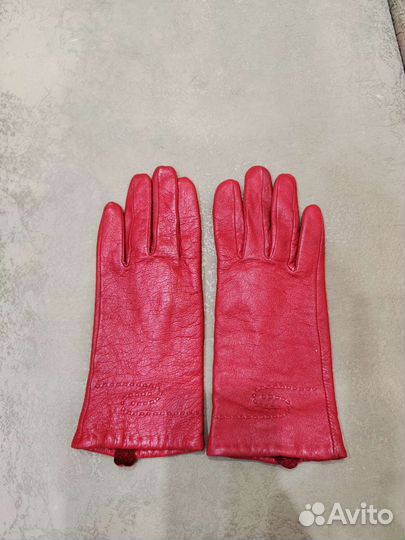 Перчатки женские кожаные красные