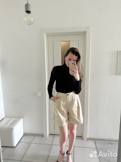 Кожаные шорты бермуды