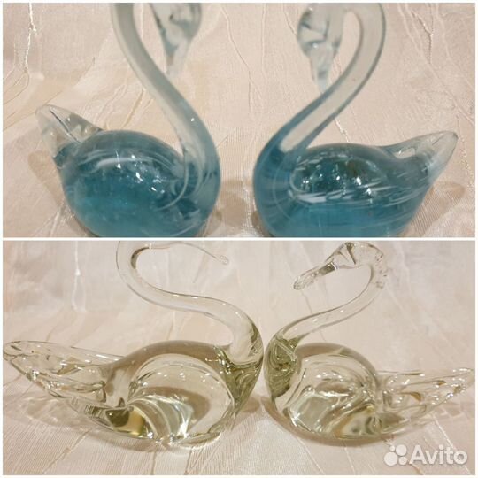 Статуэтка лебедь стекло хрусталь