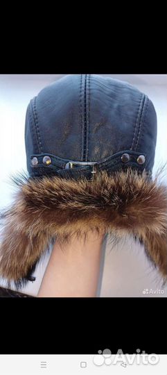 Шапка-ушанкана (натуральная кожа, мех)