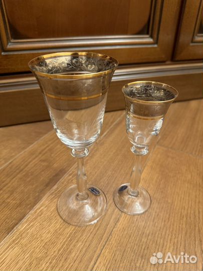 Фужеры для вина и рюмка богемия