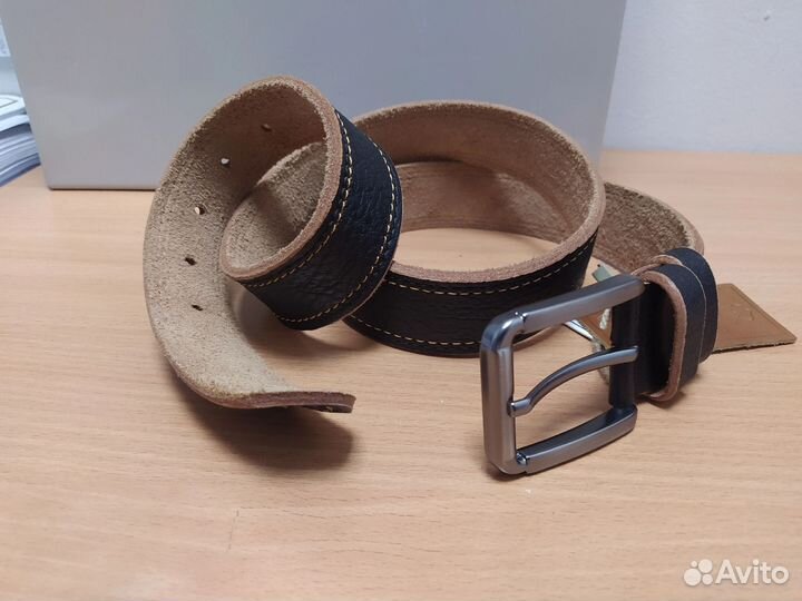 Мужской кожаный ремень. Джинсовый