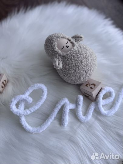 Вязаное имя Снежа из плюшевой пряжи, трикотин