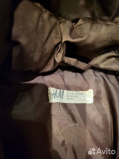 Пуховик H&M куртка для девочки 110