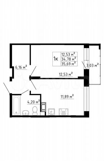 1-к. квартира, 34,7 м², 8/8 эт.