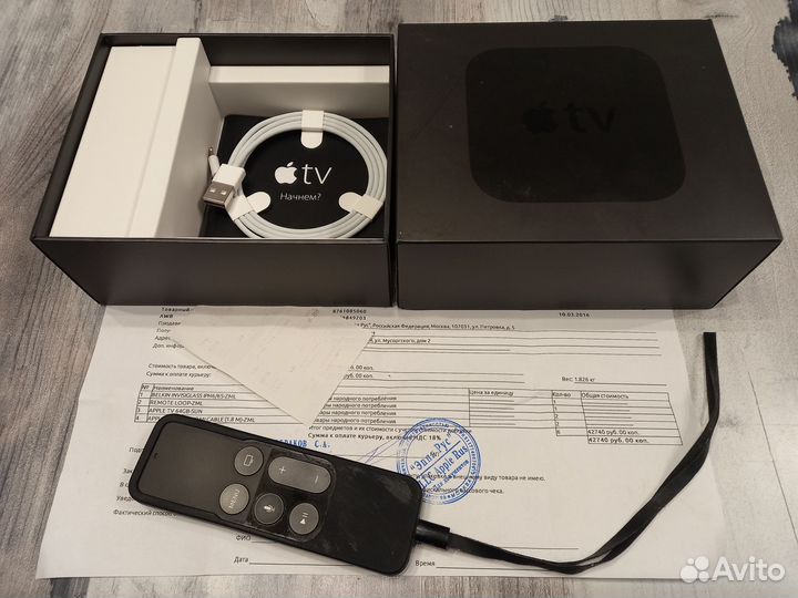 Apple tv 4 64gb HD A1625 + hdmi + чехол + ремешок